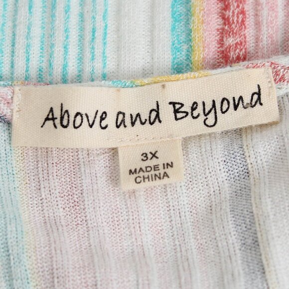 Above & Beyond 3X Pastel Stripe Lattice Sleeve Top - Picture 5 of 8